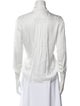 Raquel Allegra Mock Neck Three-Quarter Sleeve Button-Up Top