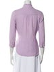 Raquel Allegra Mock Neck Three-Quarter Sleeve Button-Up Top