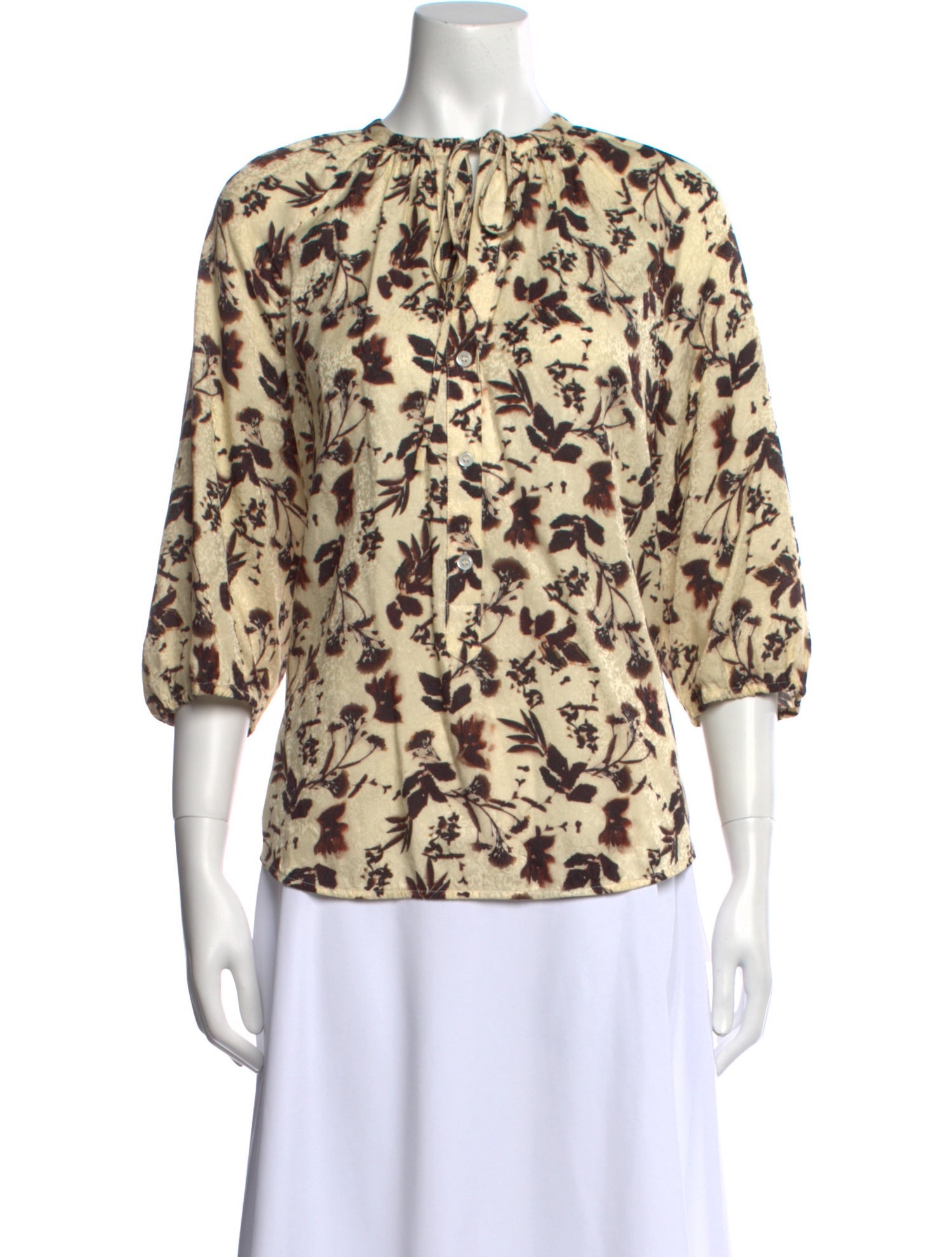 Raquel Allegra Printed Bateau Neckline Blouse