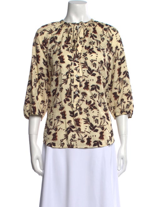 Raquel Allegra Printed Bateau Neckline Blouse