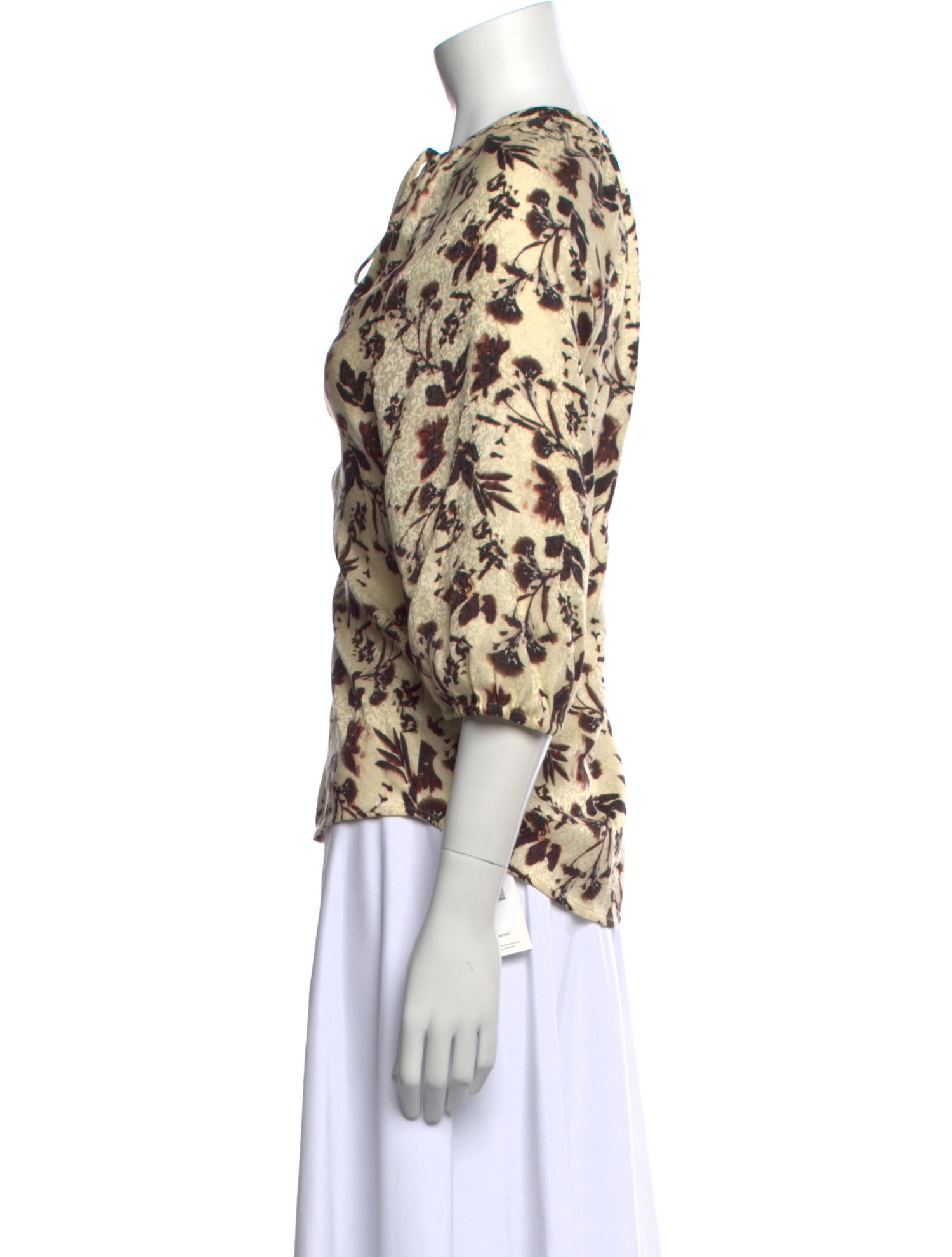 Raquel Allegra Printed Bateau Neckline Blouse