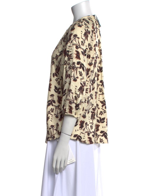Raquel Allegra Printed Tie Neck Blouse