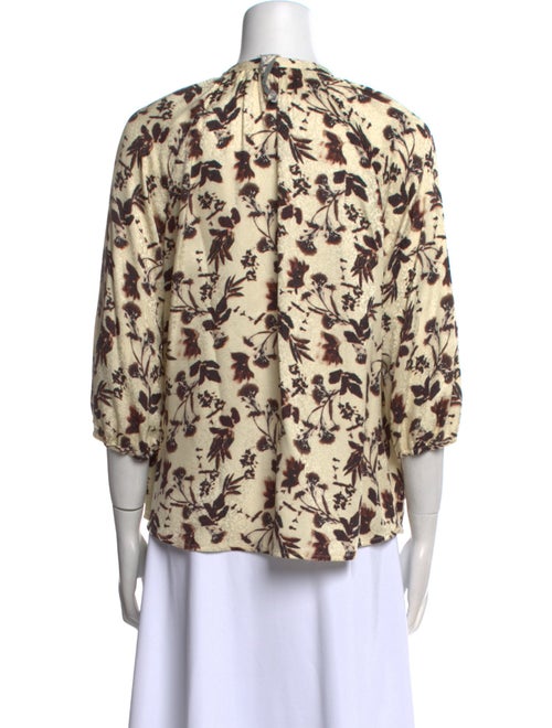 Raquel Allegra Printed Tie Neck Blouse