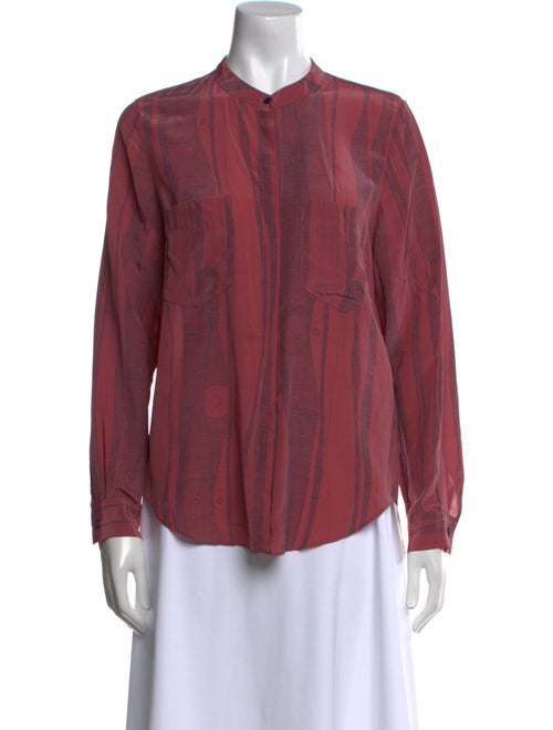 Raquel Allegra Mock Neck Long Sleeve Button-Up Top