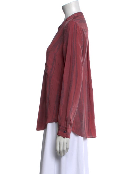 Raquel Allegra Mock Neck Long Sleeve Button-Up Top