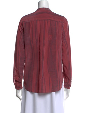 Raquel Allegra Mock Neck Long Sleeve Button-Up Top