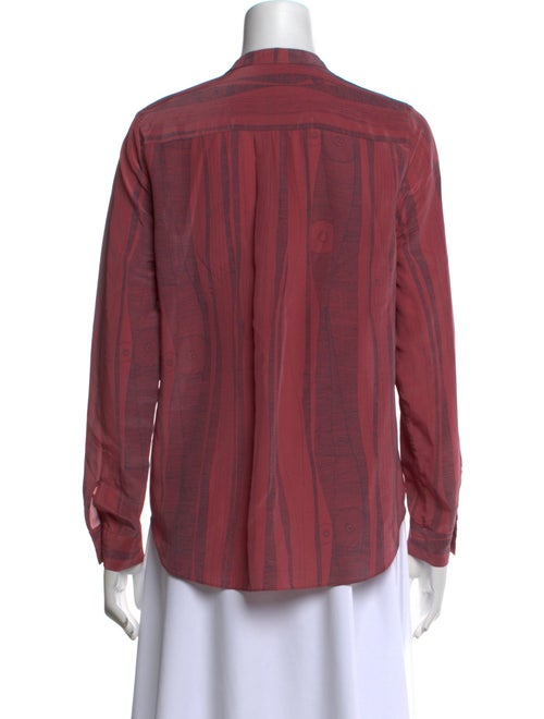Raquel Allegra Mock Neck Long Sleeve Button-Up Top