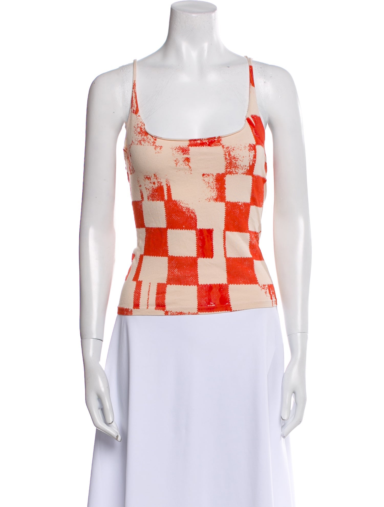 Raquel Allegra Plaid Print Square Neckline Top