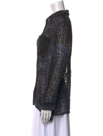 Raquel Allegra Animal Print Long Sleeve Button-Up Top