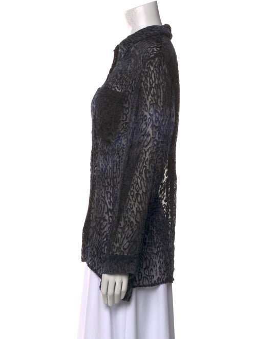 Raquel Allegra Animal Print Long Sleeve Button-Up Top