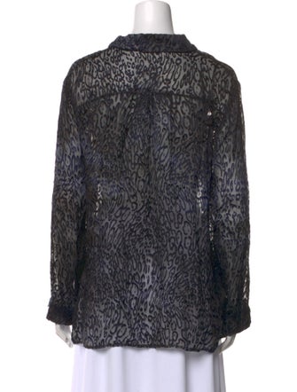 Raquel Allegra Animal Print Long Sleeve Button-Up Top