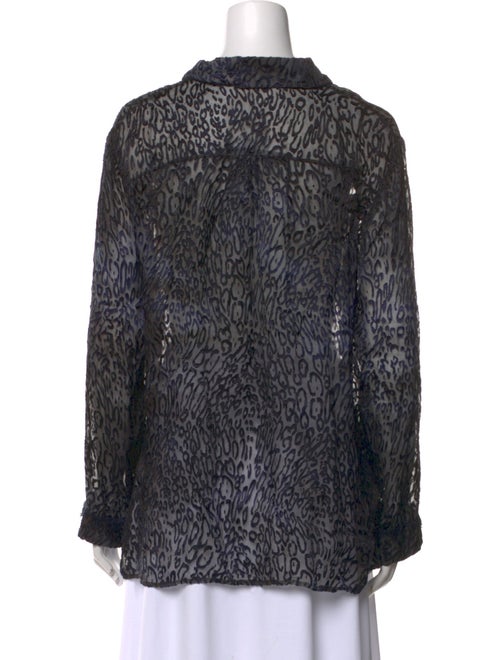 Raquel Allegra Animal Print Long Sleeve Button-Up Top