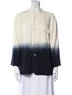 Raquel Allegra Tie-Dye Print Mock Neck Button-Up Top