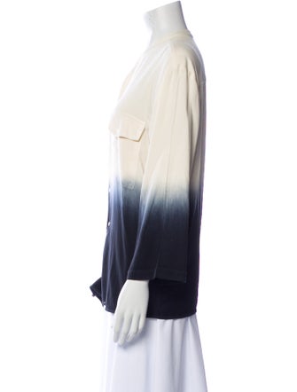 Raquel Allegra Tie-Dye Print Mock Neck Button-Up Top