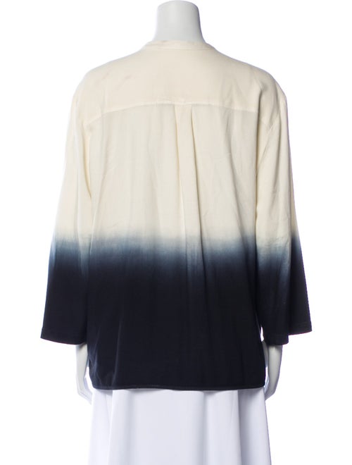 Raquel Allegra Tie-Dye Print Mock Neck Button-Up Top