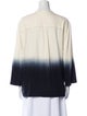 Raquel Allegra Tie-Dye Print Mock Neck Button-Up Top