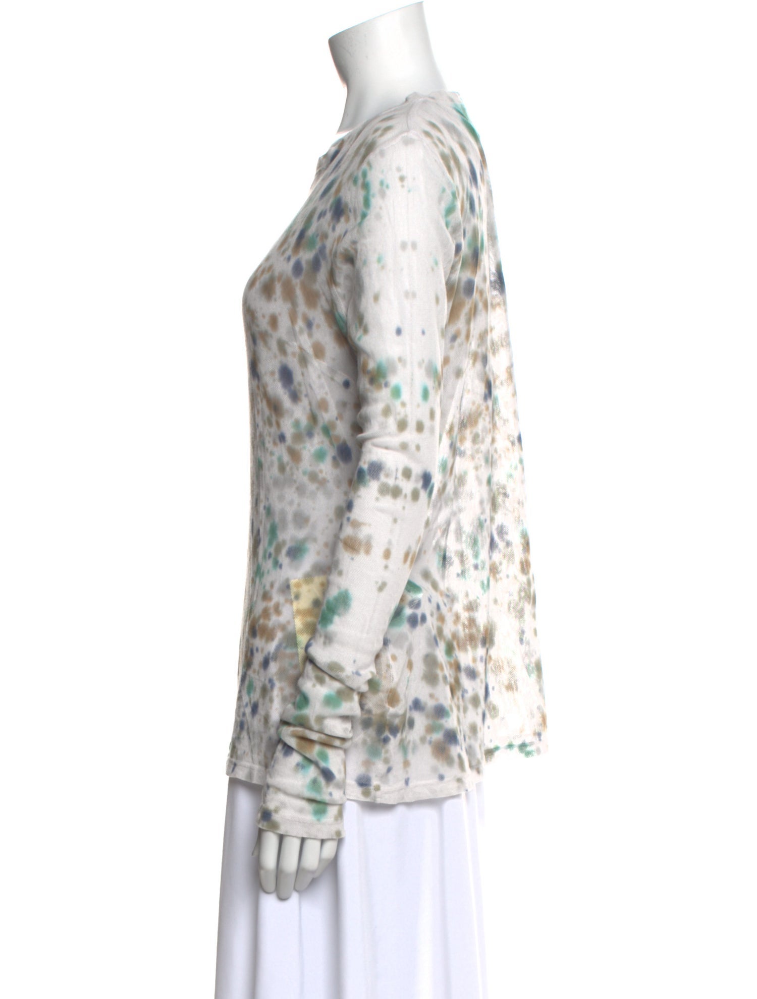 Raquel Allegra Tie-Dye Print Crew Neck Polo w/ Tags