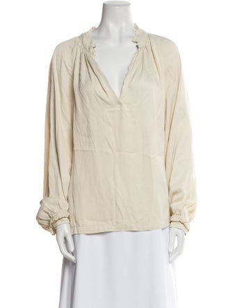 Raquel Allegra V-Neck Long Sleeve Blouse