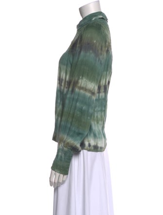 Raquel Allegra Tie-Dye Print Long Sleeve Button-Up Top