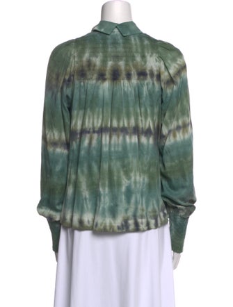 Raquel Allegra Tie-Dye Print Long Sleeve Button-Up Top