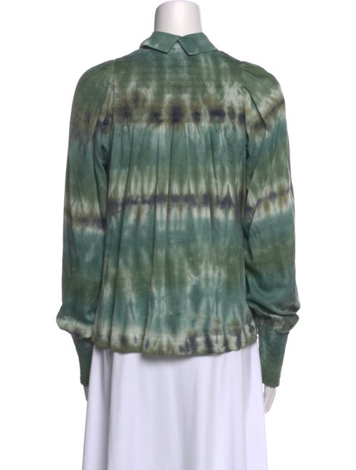 Raquel Allegra Tie-Dye Print Long Sleeve Button-Up Top