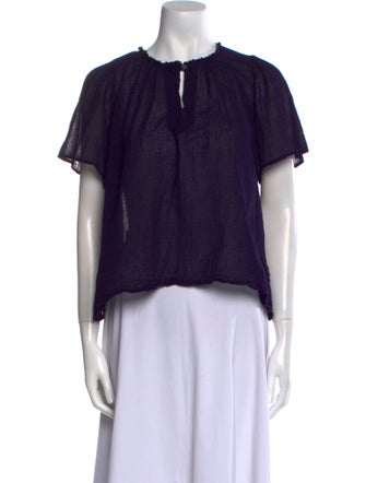 Raquel Allegra Crew Neck Short Sleeve Blouse