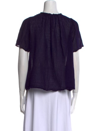 Raquel Allegra Crew Neck Short Sleeve Blouse