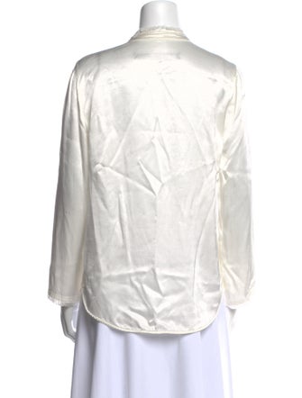 Raquel Allegra Mock Neck Long Sleeve Button-Up Top