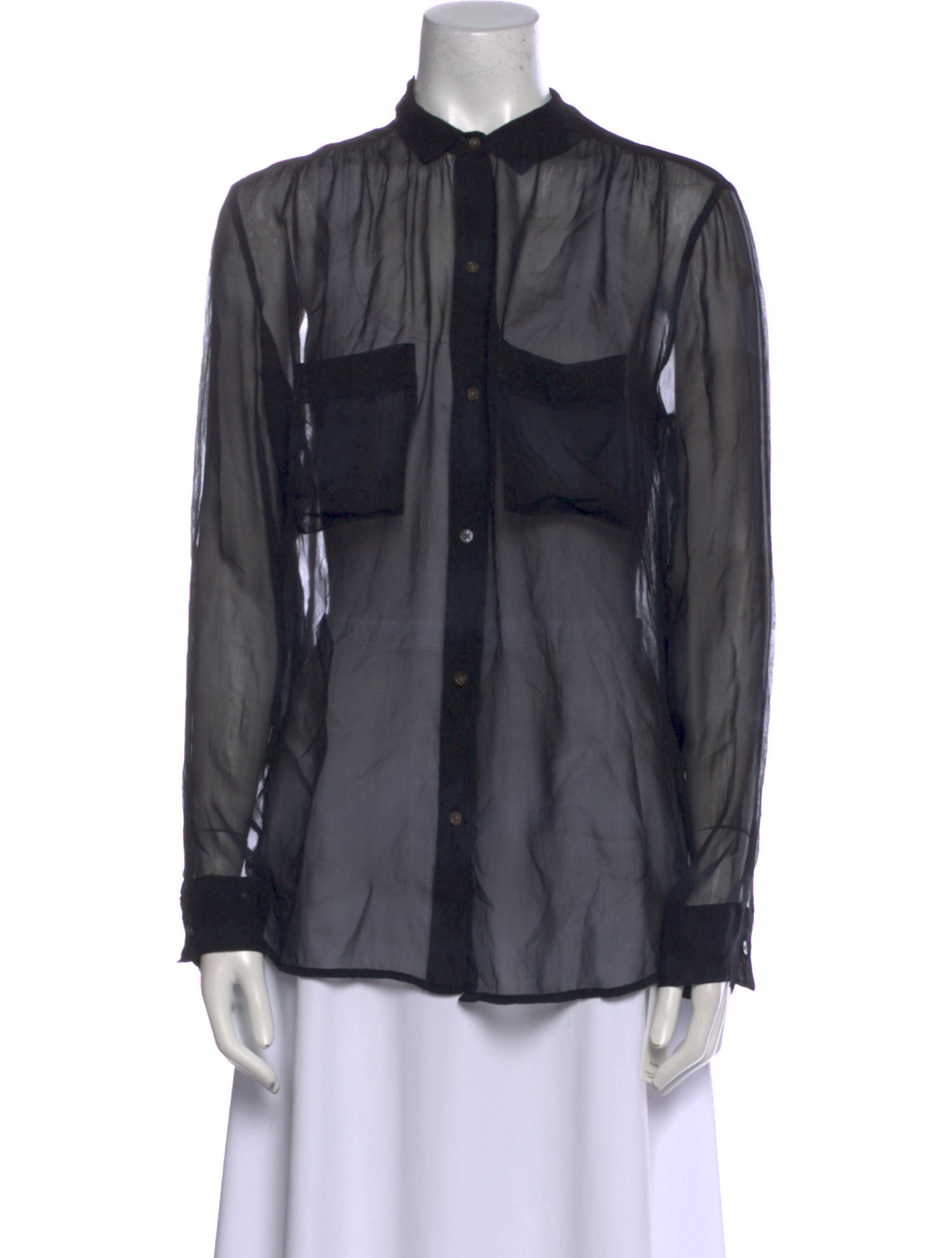 Raquel Allegra Silk Long Sleeve Button-Up Top