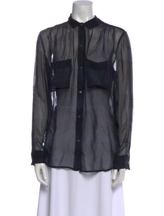 Raquel Allegra Silk Long Sleeve Button-Up Top