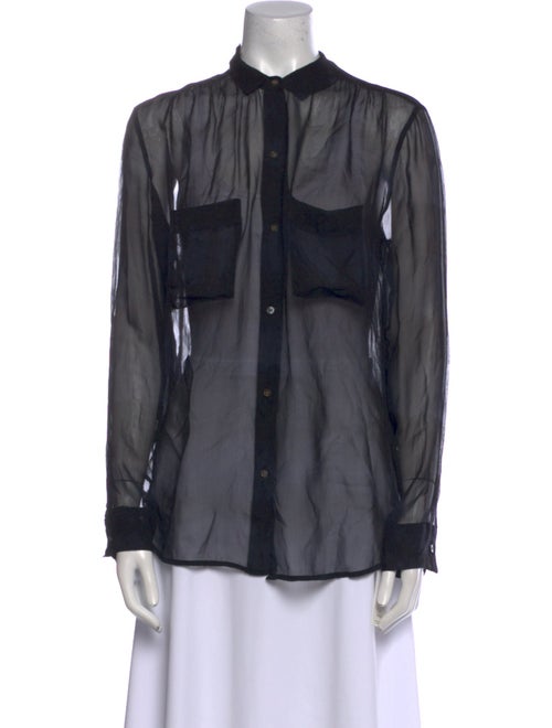 Raquel Allegra Silk Long Sleeve Button-Up Top