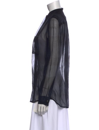 Raquel Allegra Silk Long Sleeve Button-Up Top