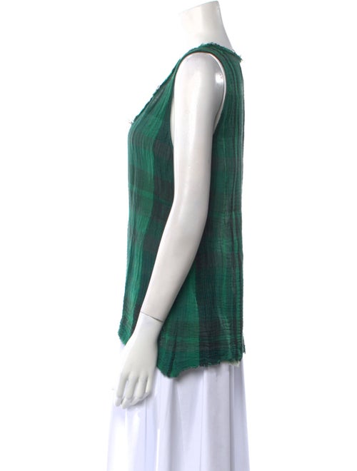 Raquel Allegra Plaid Print Scoop Neck Top