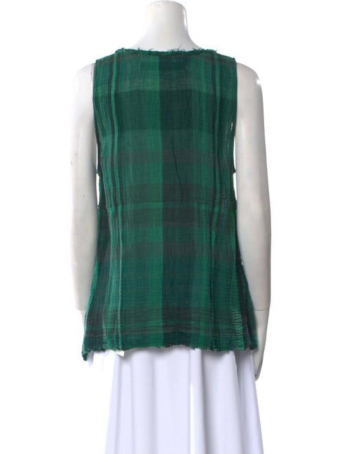 Raquel Allegra Plaid Print Scoop Neck Top