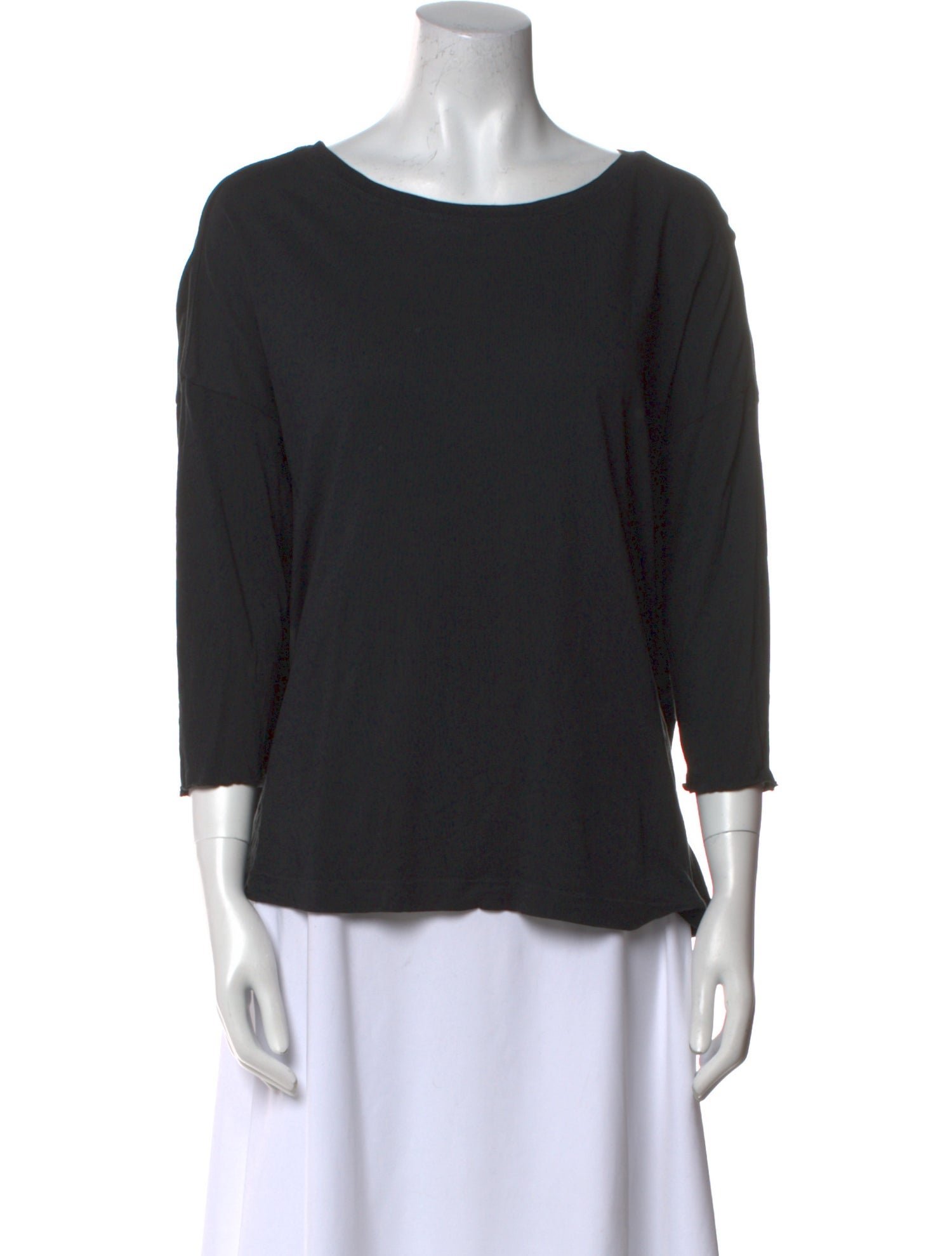 Raquel Allegra Bateau Neckline Three-Quarter Sleeve Top