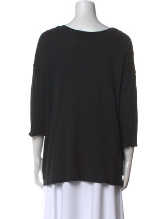 Raquel Allegra Bateau Neckline Three-Quarter Sleeve Top