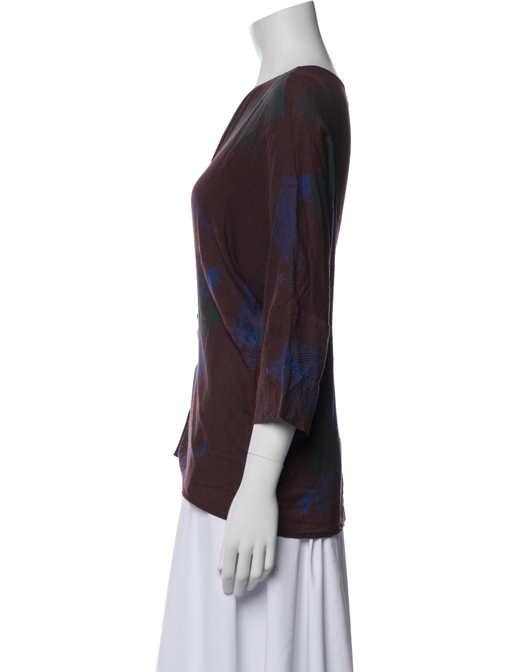 Raquel Allegra Printed V-Neck Blouse