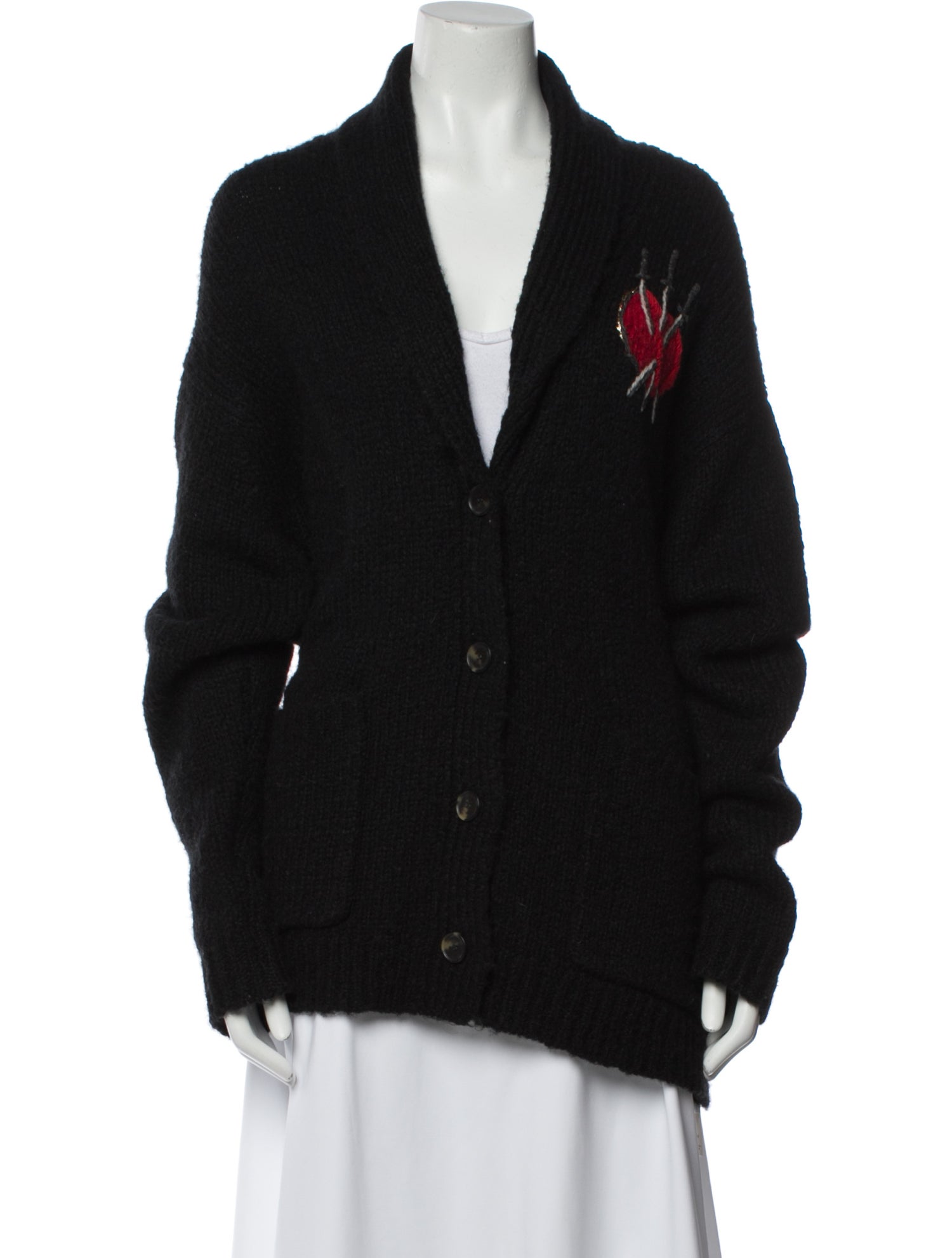 Raquel Allegra Printed V-Neck Sweater