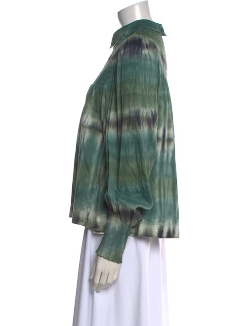 Raquel Allegra Tie-Dye Print Long Sleeve Button-Up Top