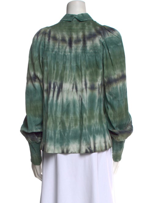 Raquel Allegra Tie-Dye Print Long Sleeve Button-Up Top