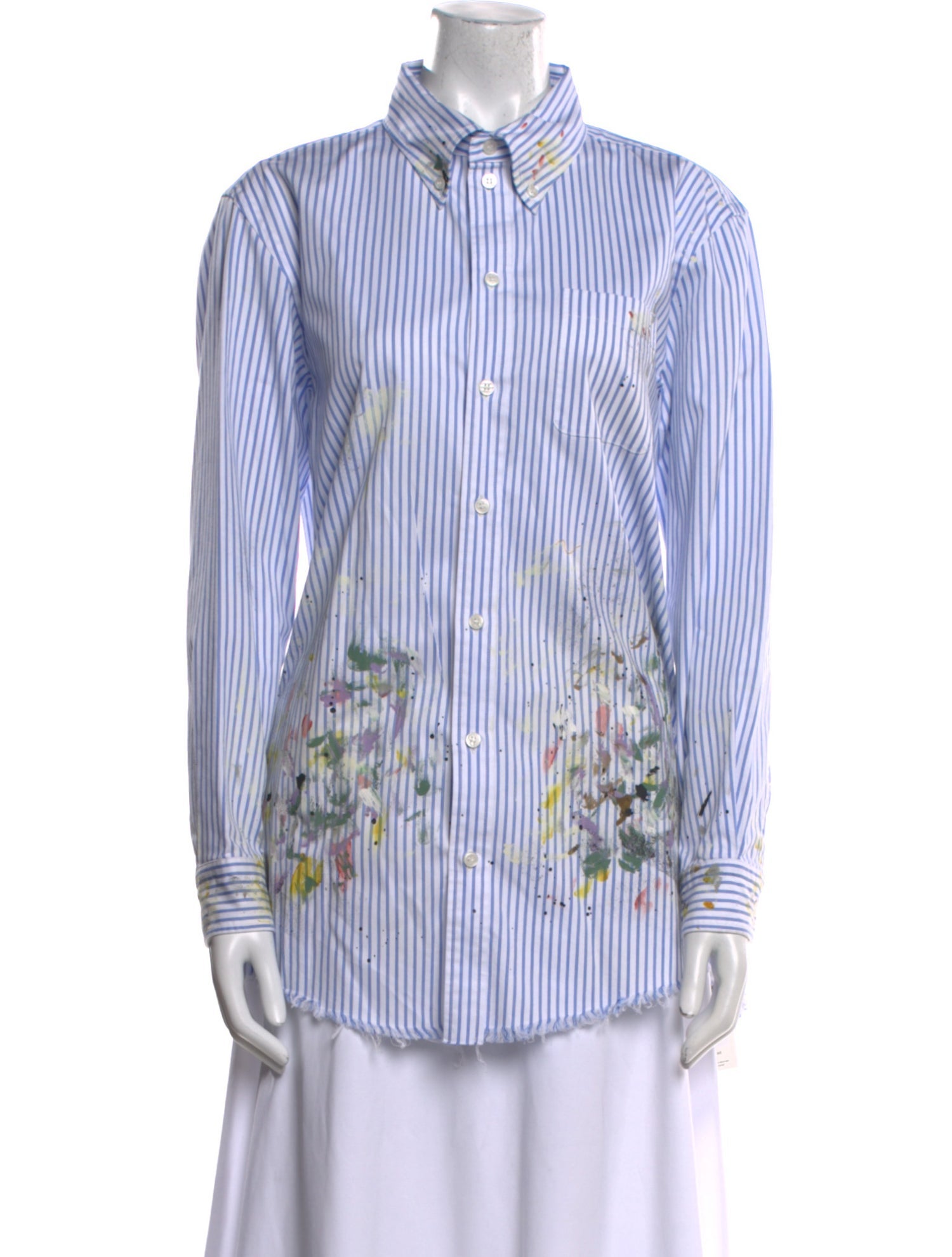 Raquel Allegra Striped Long Sleeve Button-Up Top