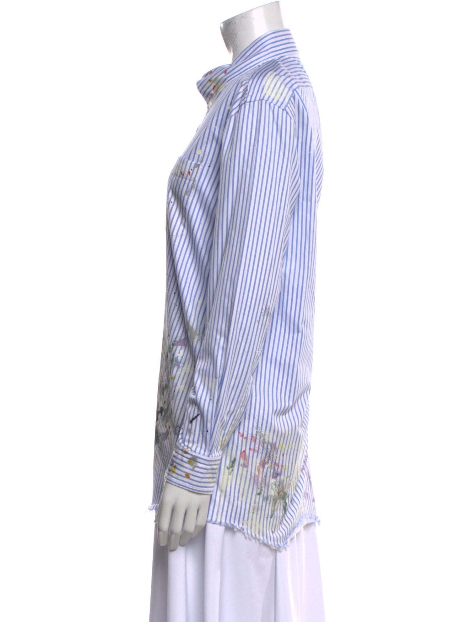 Raquel Allegra Striped Long Sleeve Button-Up Top