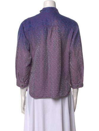 Raquel Allegra Tie-Dye Print Three-Quarter Sleeve Button-Up Top