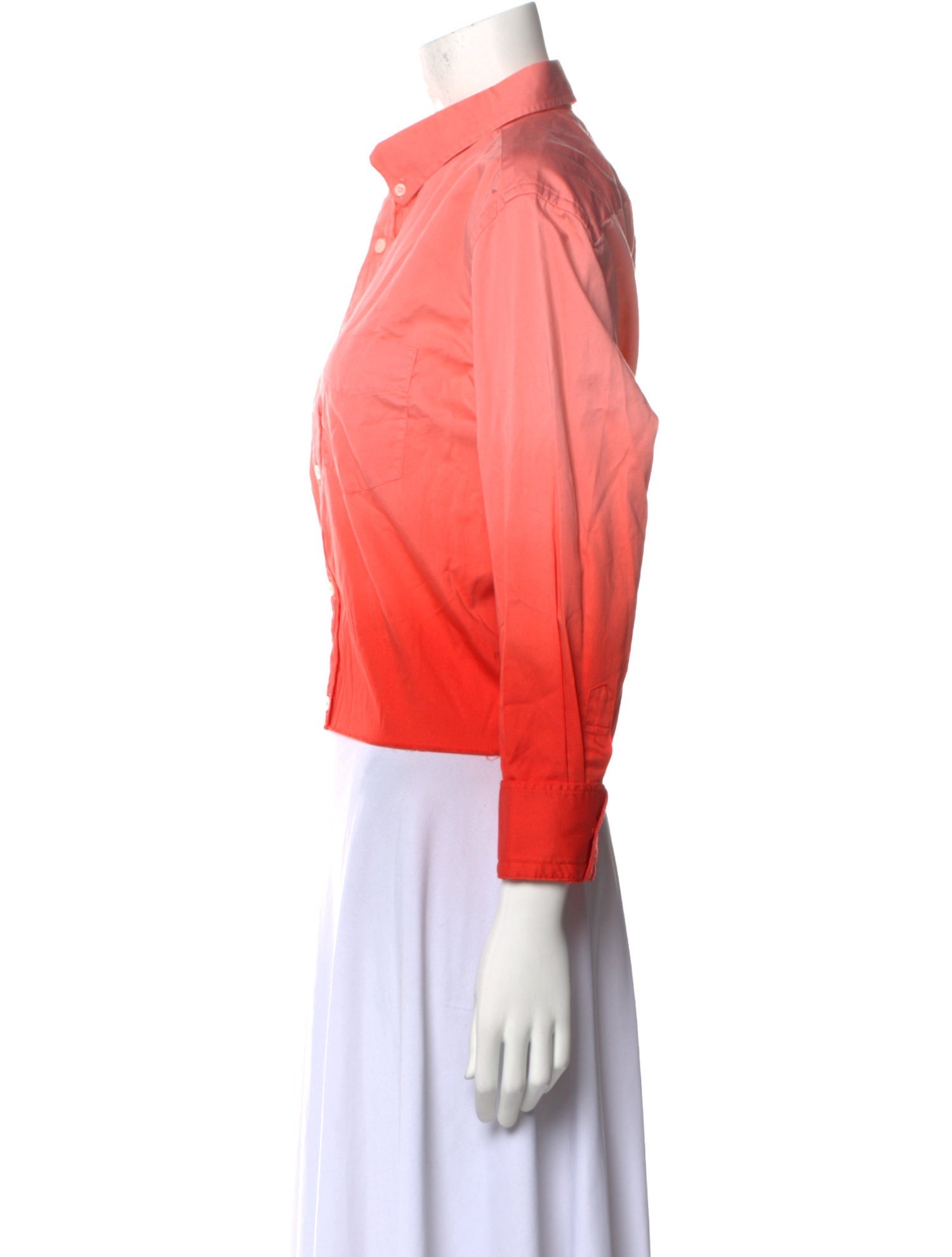 Raquel Allegra Three-Quarter Sleeve Button-Up Top