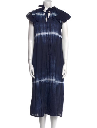 Raquel Allegra Tie-Dye Print Midi Length Dress