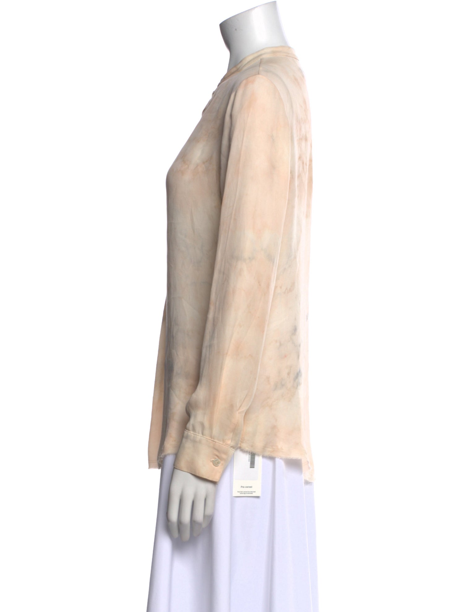 Raquel Allegra Silk Tie-Dye Print Button-Up Top