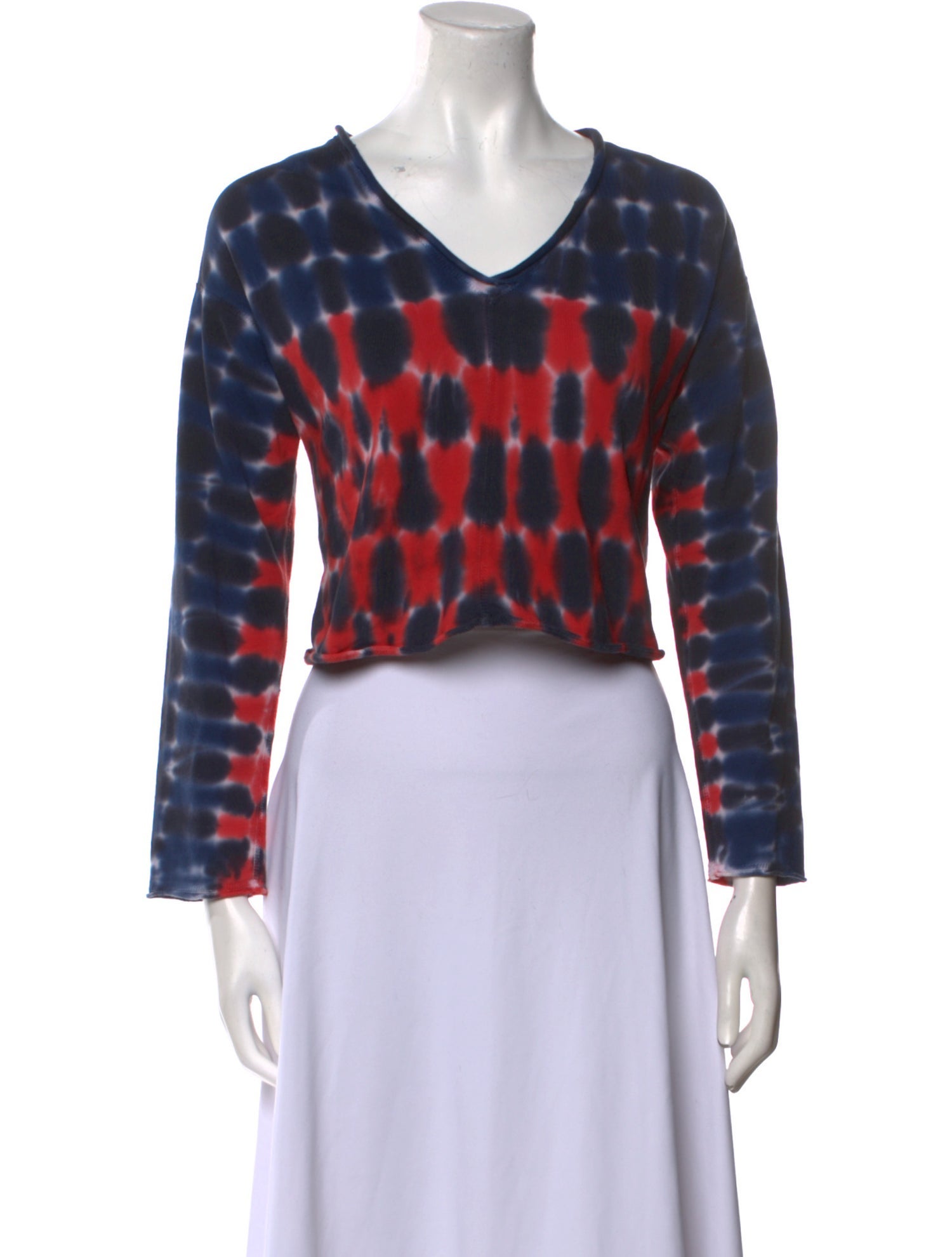 Raquel Allegra Tie-Dye Print V-Neck Crop Top