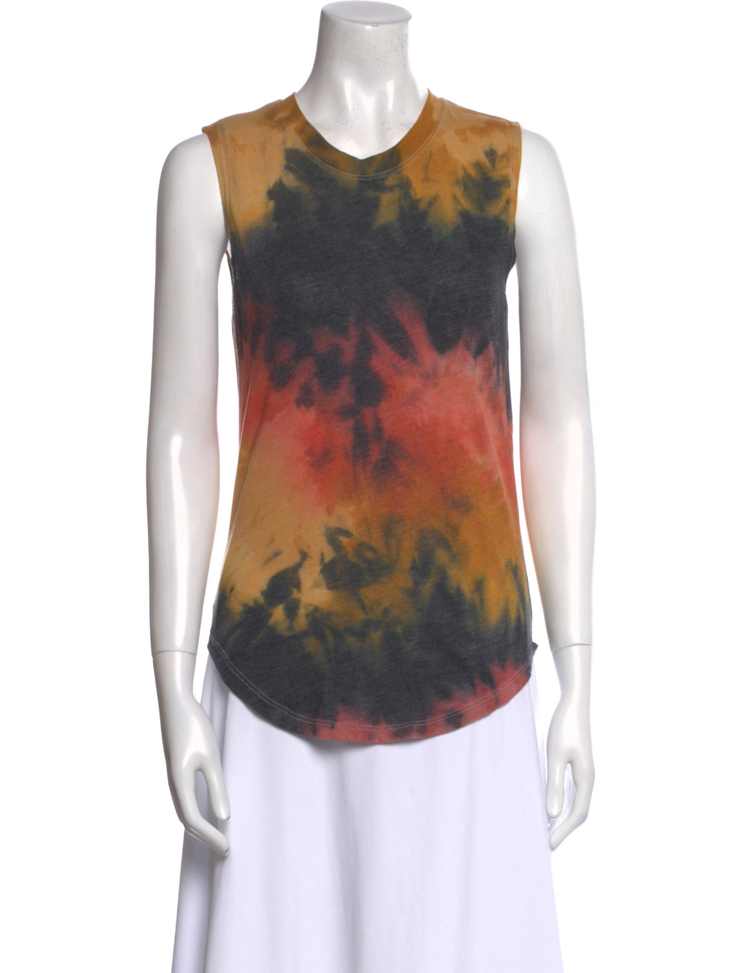 Raquel Allegra Tie-Dye Print Scoop Neck Top