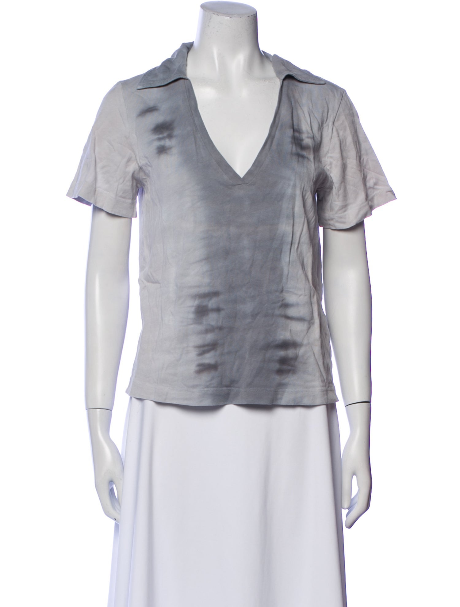 Raquel Allegra Tie-Dye Print V-Neck T-Shirt