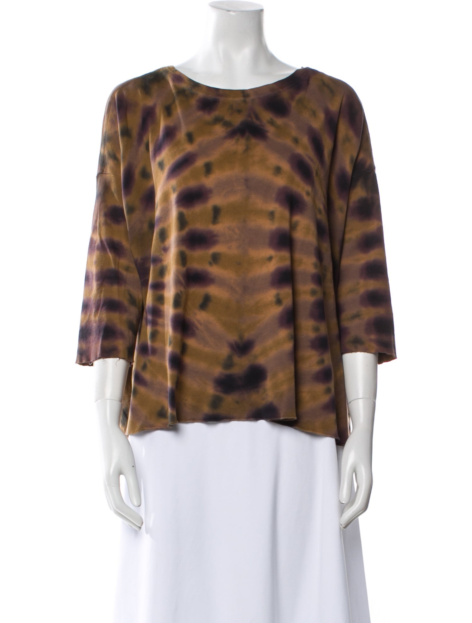 Raquel Allegra Tie-Dye Print Scoop Neck Blouse
